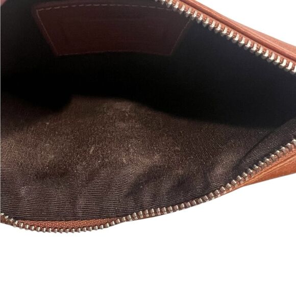 Vintage Coach Brown & Tan leather Wristlet with Zip top and Snap pouch - Picture 12 of 12